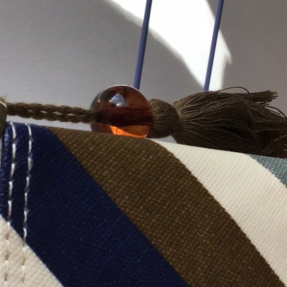 Madewell Stripe Coated Canvas Zip Top Pouch Clutch with Tassel - Picture 4 of 11